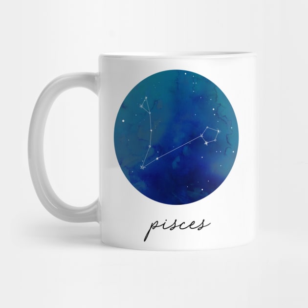 Pisces Watercolor Zodiac Constellation by aterkaderk